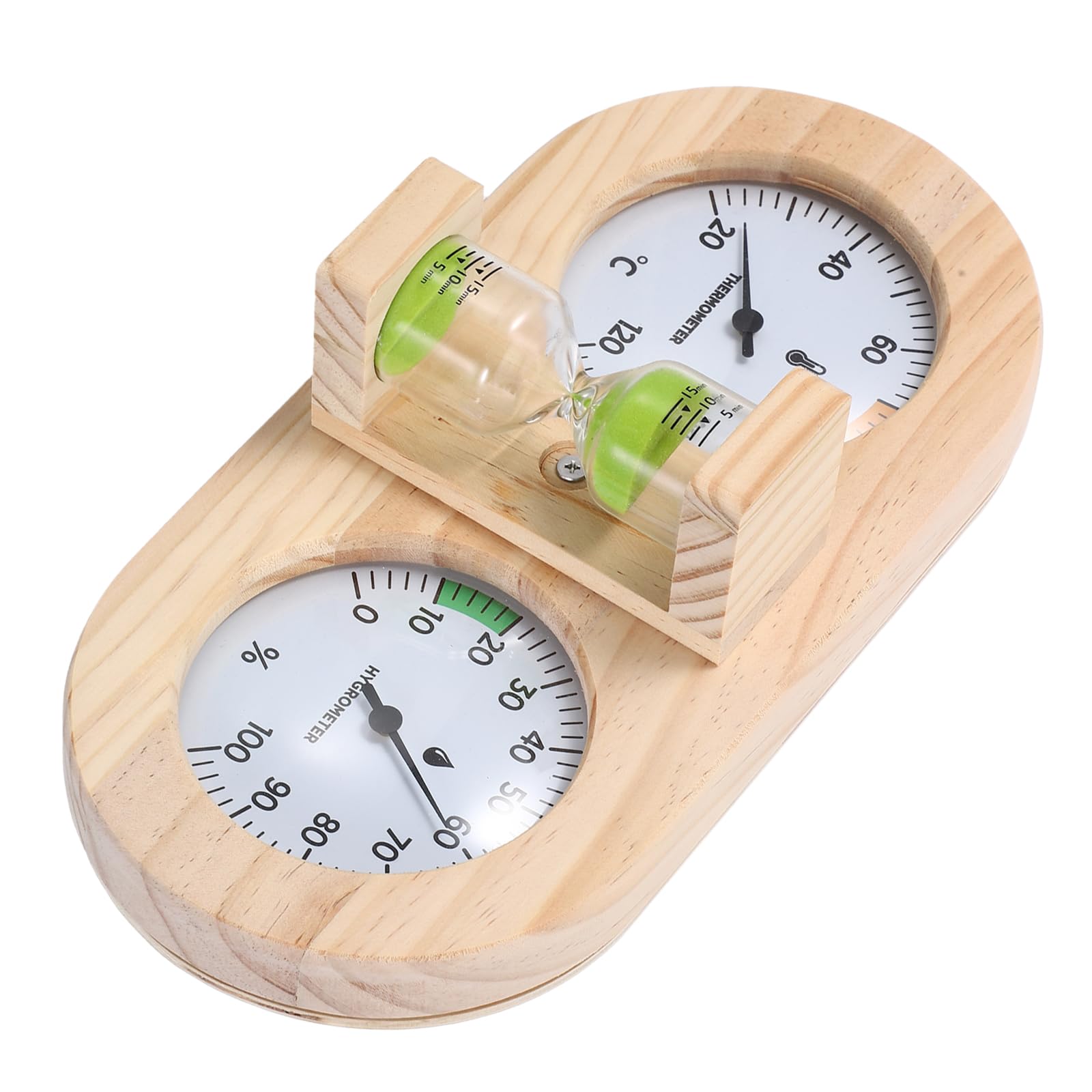 GALPADA Sauna Thermometer Hygrometer Holz 3 in 1 Analog mit Sanduhr 15 Minuten Timer Saunazubehör für Spa und Heim
