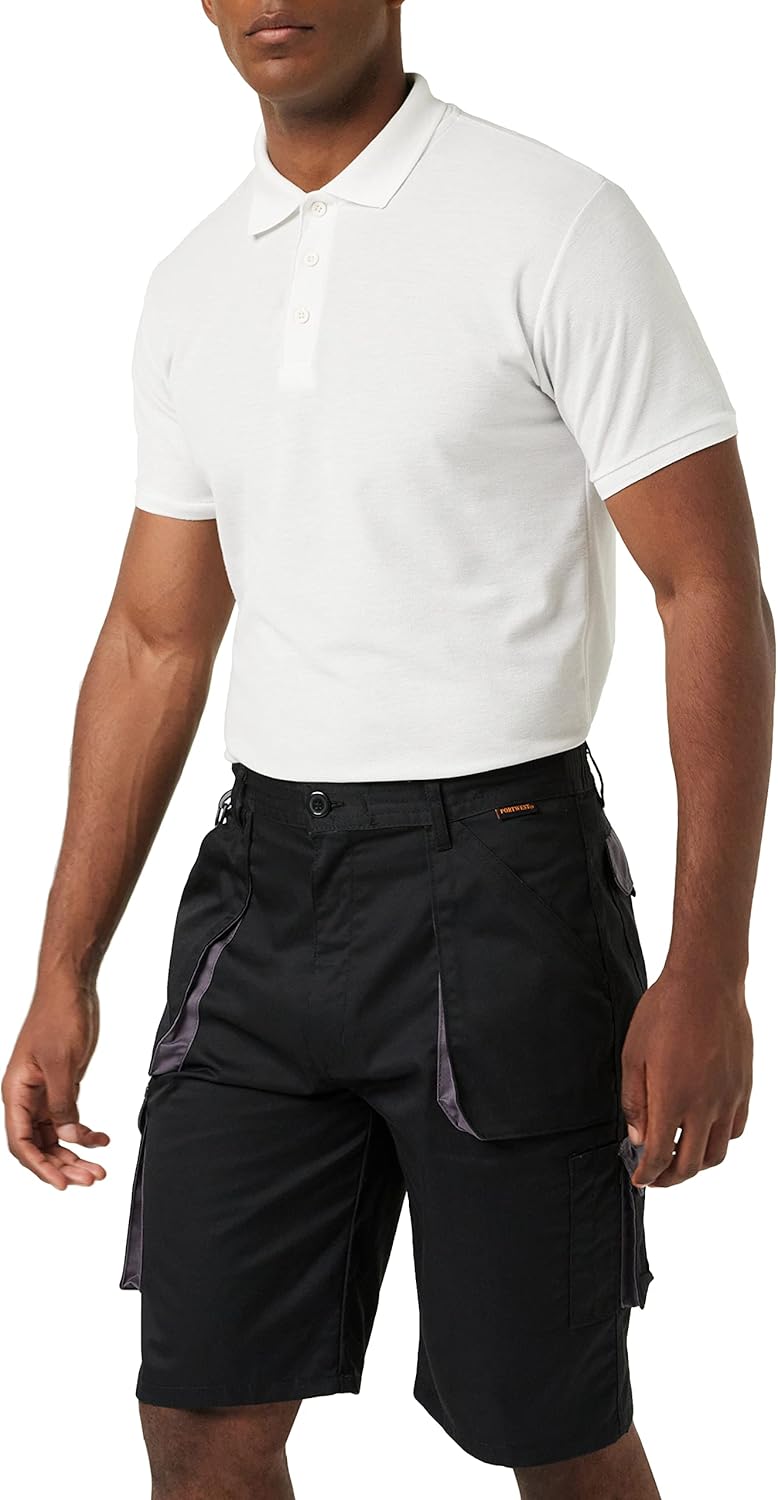 Portwest Workwear Mens Contrast Shorts Black Medium
