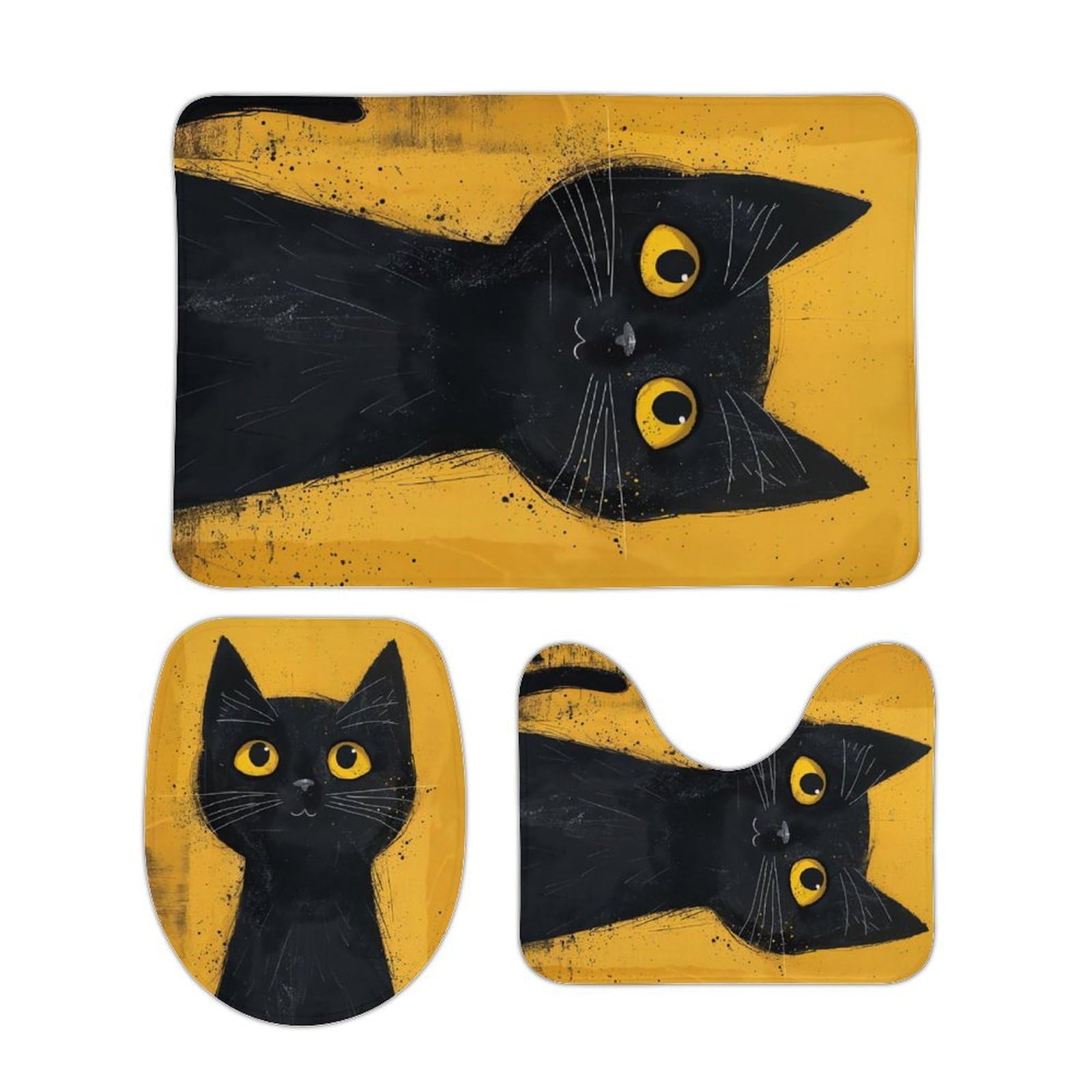 Amazon｜トイレマット 3点セット 黒猫 ネコ柄 猫柄 足元マット