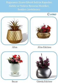 Evene Saksı Dekoratif Saksı Kaktüs Saksısı Sukulent Saksısı Küçük Saksı Model 40 Gold Saksı, eminisaksı8
