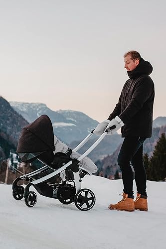 Miniatura 5 de BEABA Waterproof Fleece Lined Universal Stroller Gloves, Hand Warmer Muff, Anti-Freeze Stroller Mittens for Handlebars, Winter Stroller Accessories,