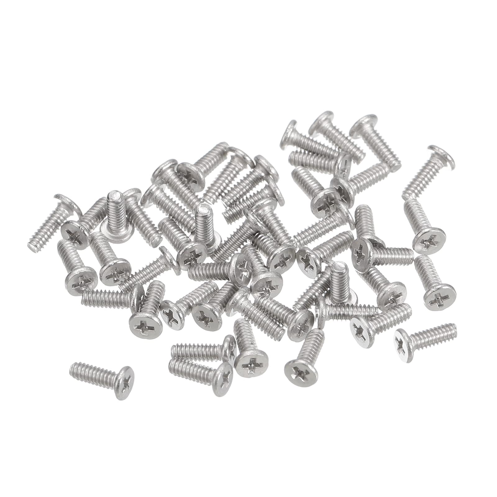 uxcell M1.4-0.3 x 4mm 50Pcs Flat Round Head Screws 304 Stainless Steel Phillips Drive Machine Screws Hardware Fastener for Furniture Connection-image-23