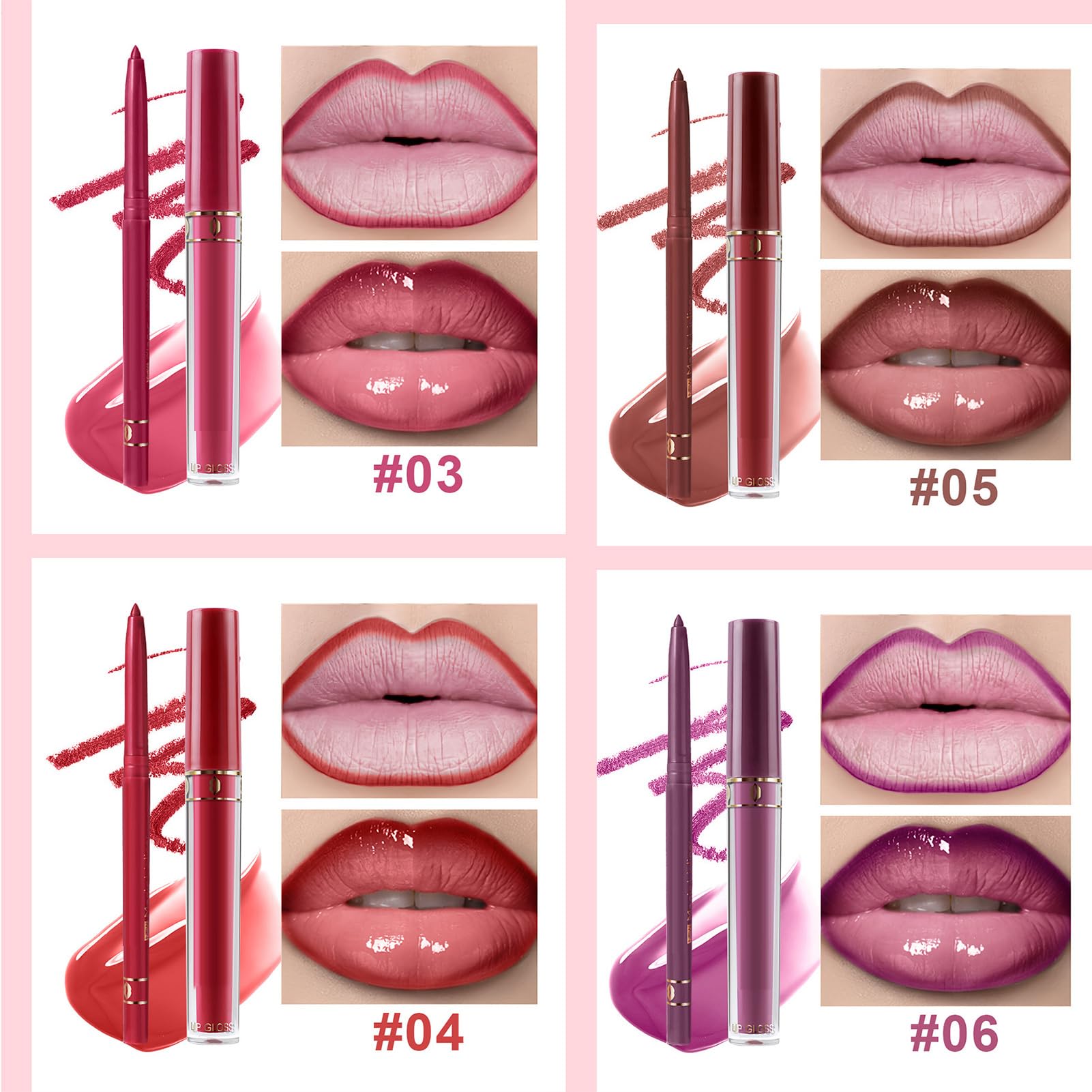 Set Labbra e Rossetto Trucco Waterproof a Lunga Durata | Rossetto e a Lunga Durata Per Uso Quotidiano Feste Compleanni Ragazze Mogli Principianti