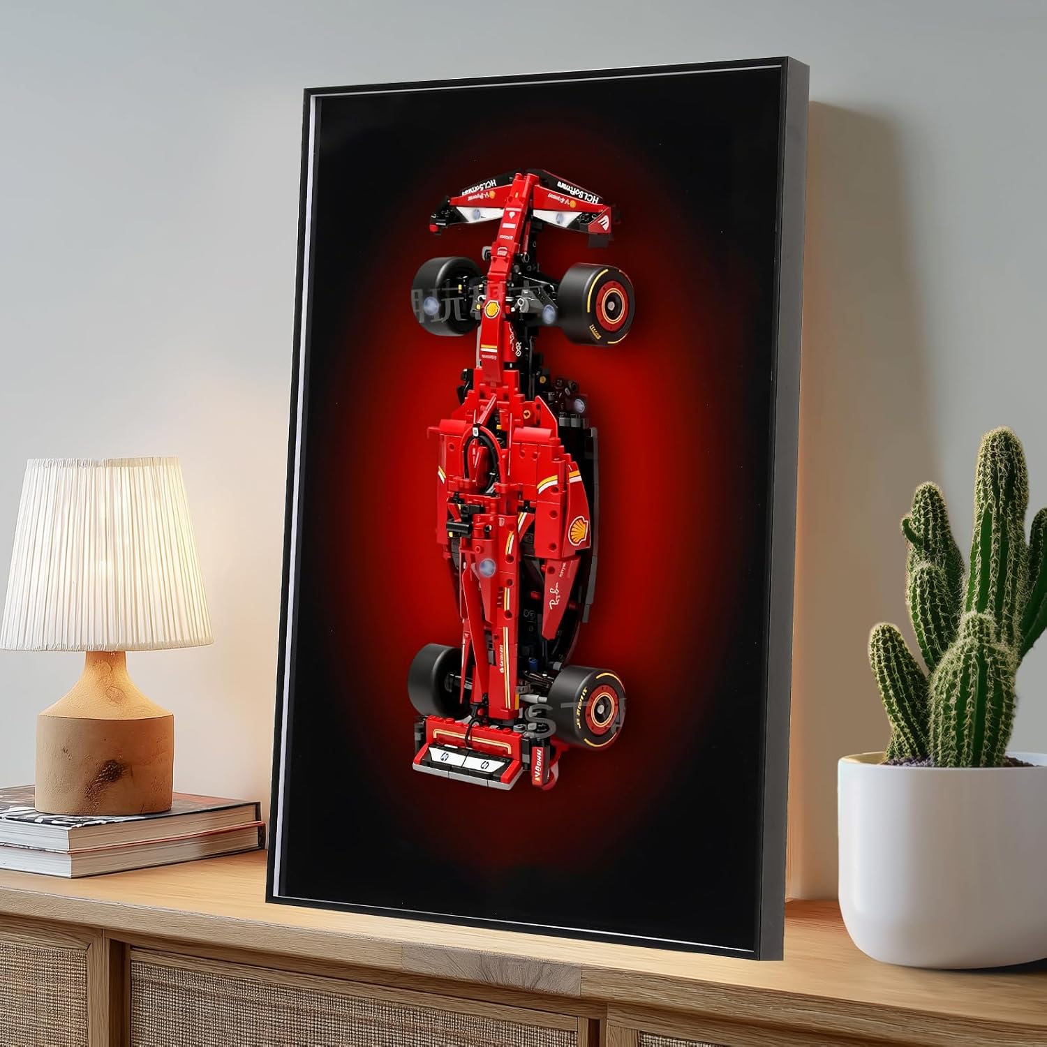 Display Case & Wall Frame for Lego F1 Speed Champions Ferrari 42207, 50x80cm Aluminum Wall Mount Display with Crystal PMMA Panel (for Lego F1 Ferrari 42207, no Light)