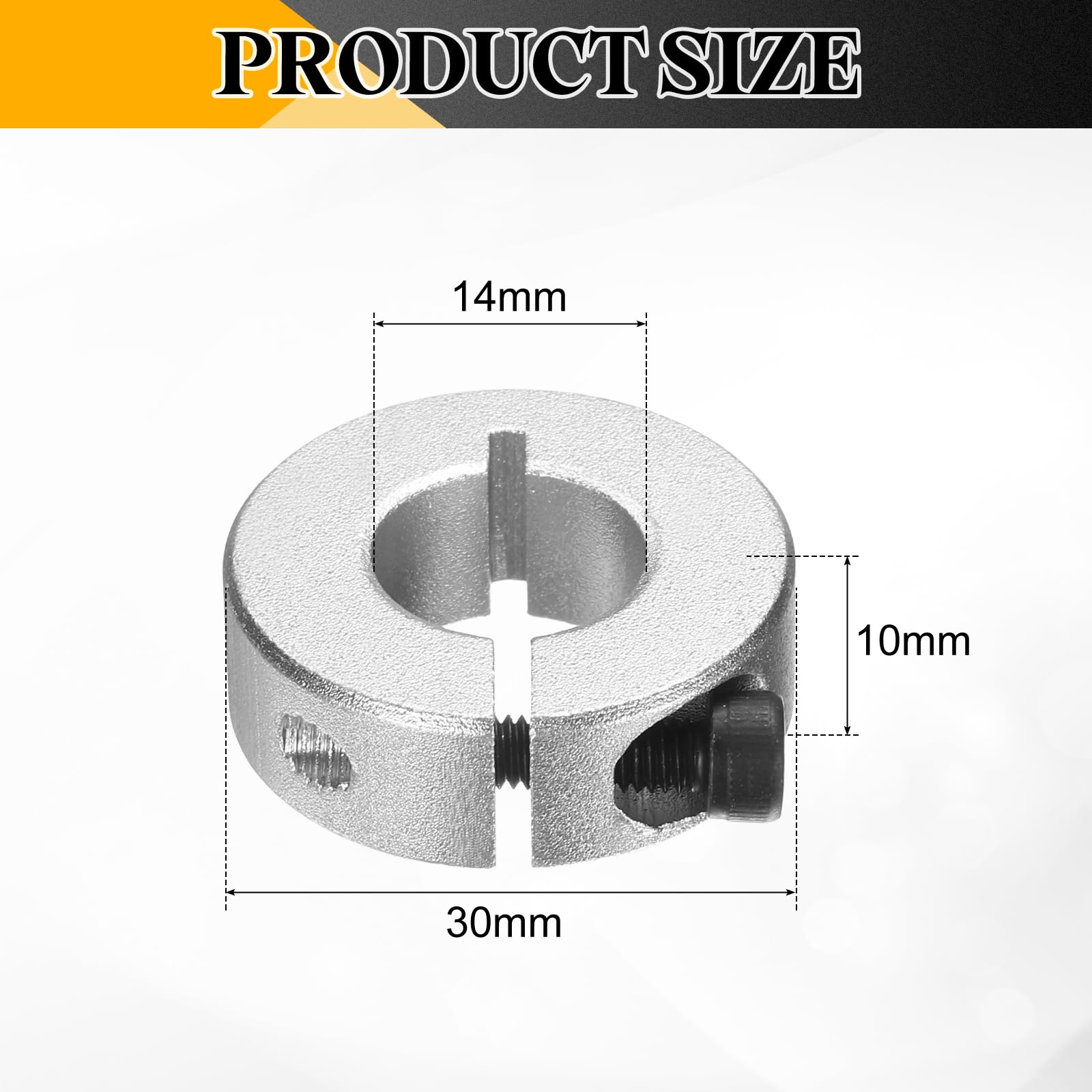 sourcing map 6 Stück einzelner geteilter Klemmschaftkragen, 14 mm Bohrung, einteiliger Klemmkragen, 30 mm Außendurchmesser, 10 mm Dicke, Aluminiumlegierung, Set mit geteilten Kragenklemmen