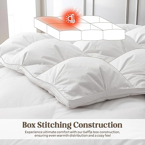 Miniatura 4 de Edredón de plumas de ganso tamaño Queen, relleno de 750 grados para todas las estaciones, edredón tamaño Queen, edredón de cama de lujo de la