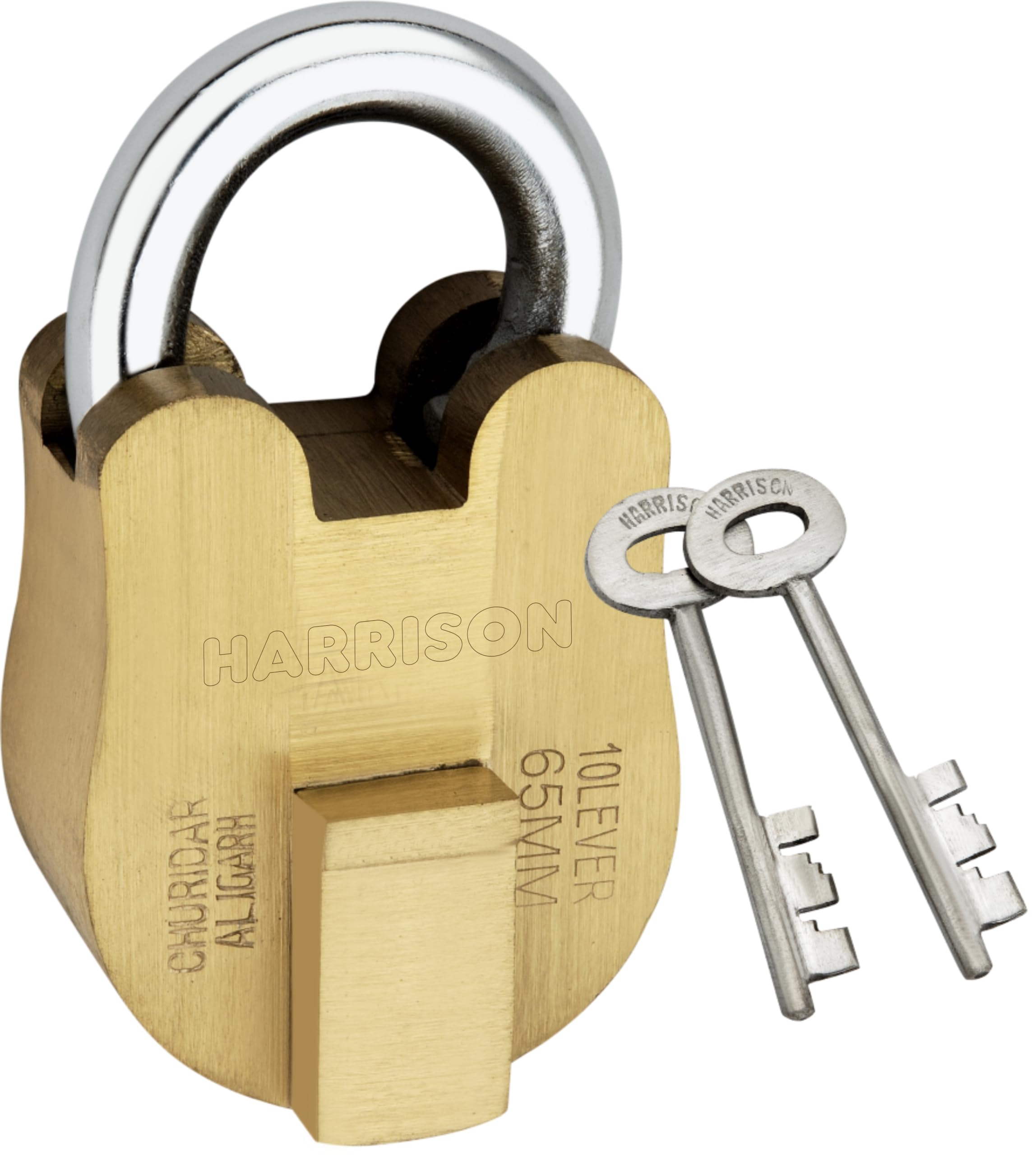 Harrison Padlocks/Round Padlock 65mm 10 Lever with 2 Keys CHURIDAR-0269 Pack of 1/ Brass Material/Brass Lacquer Finish/Door Lock, Shutter Lock, Godown Lock, gate Lock-image-17