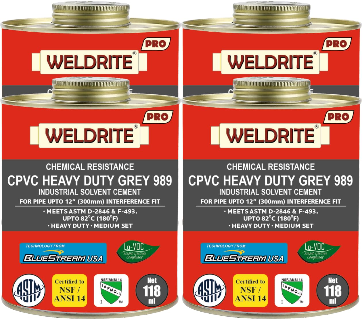 Heavy Duty Gray Industrial CPVC Solvent Cement - Pack of 4 (118ml) (B08LVJ2XQW) Amazon Price History, Amazon Price Tracker