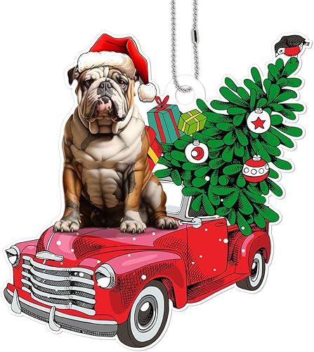 Miniatura 1 de Bonitos adornos de Navidad de perro bulldog impreso de 2023, adornos de perro para árbol de Navidad, adornos de Navidad 2023, adornos de Navidad