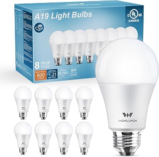 A19 LED Light Bulb,9W E26 Light Bulbs(60 Watt Equivalent),5000K Cool White,Non-Dimmable,800LM Standard Base for Bedroom, Kitchen, Living Room, Office,UL Listed,8 Packs