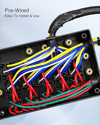 Miniatura 3 de Caja de relés de fusibles impermeable precableada  15 ranuras ATCATO, 10 soportes de relé con relés y fusibles  Bloque para automóvil, camión,