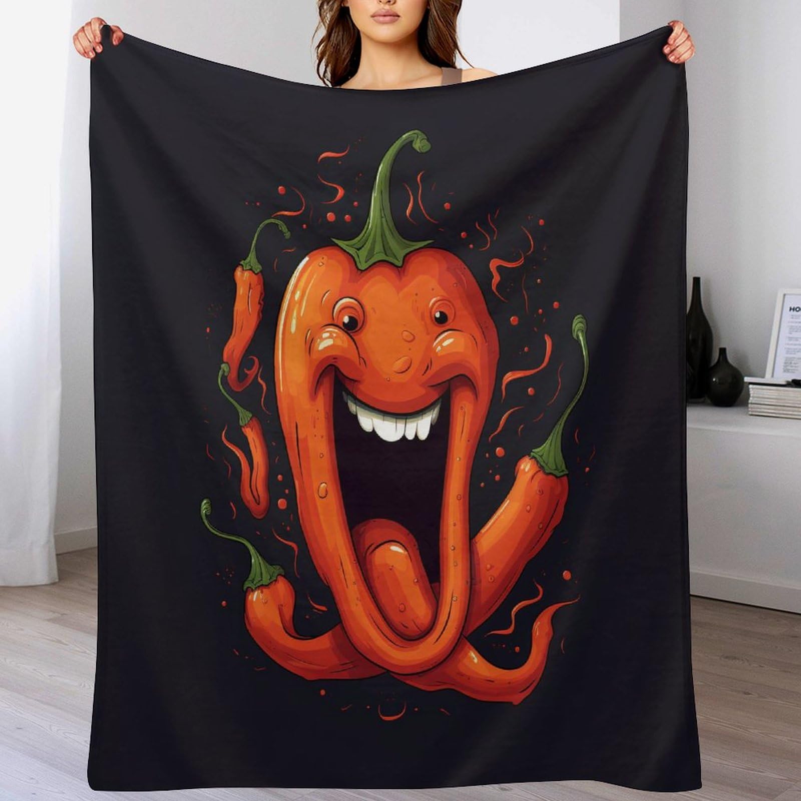 Couvre-lit piment Chili en flannel douce de 130x150 cm pour décorer le salon