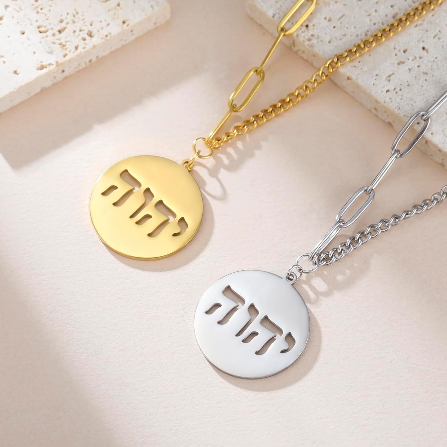 VASSAGO Hebrew Necklace YHVH YHWH Jehovah Pendant Tetragrammaton God Names Necklaces Hanukkah Amulet Religious Faith Blessing Jewelry Gifts for Men Women - Image 9