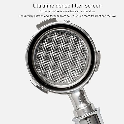 Miniatura 2 de Portafiltro sin fondo de 2.008 in, soporte de filtro de café de acero inoxidable de 3 orejas, portafiltro sin fondo con cesta de filtro, mango de