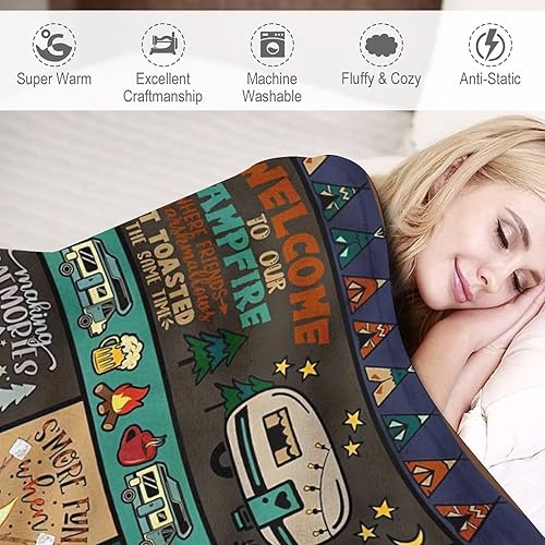 Miniatura 7 de Manta de camping, regalos para amantes del camping, manta de campamento para mujeres, hombres, niños, adultos, manta de forro polar suave, cálida y