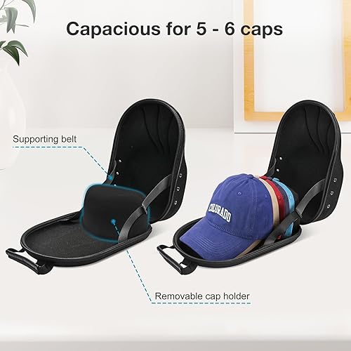 Miniatura 2 de ProCase Estuche rígido de viaje para gorros, bolsa de almacenamiento para 5-6 gorras de béisbol, organizador de sombreros con correa ajustable para