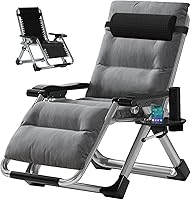 Vista 29 de ABORON Silla de gravedad cero mejorada con cojín para reposabrazos, sillas plegables de lona de primera calidad para exteriores, sillas de patio