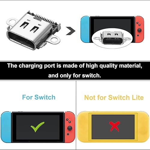Miniatura 3 de Ikpek Paquete de 2 puertos USB C de repuesto para Nintendo Switch, puerto de carga tipo C, conector de carga para consola NS con herramientas