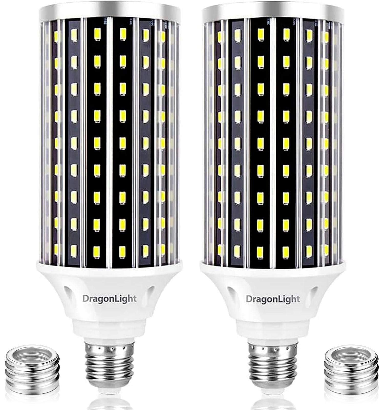 DragonLight 50 W Lampadine LED a forma di mais super luminose(equivalente 400 W)- E27/E40 Mogul Base - 6000 K Luce diurna 5500 lumen per illuminazione di grandi aree[Twin Value Pack]