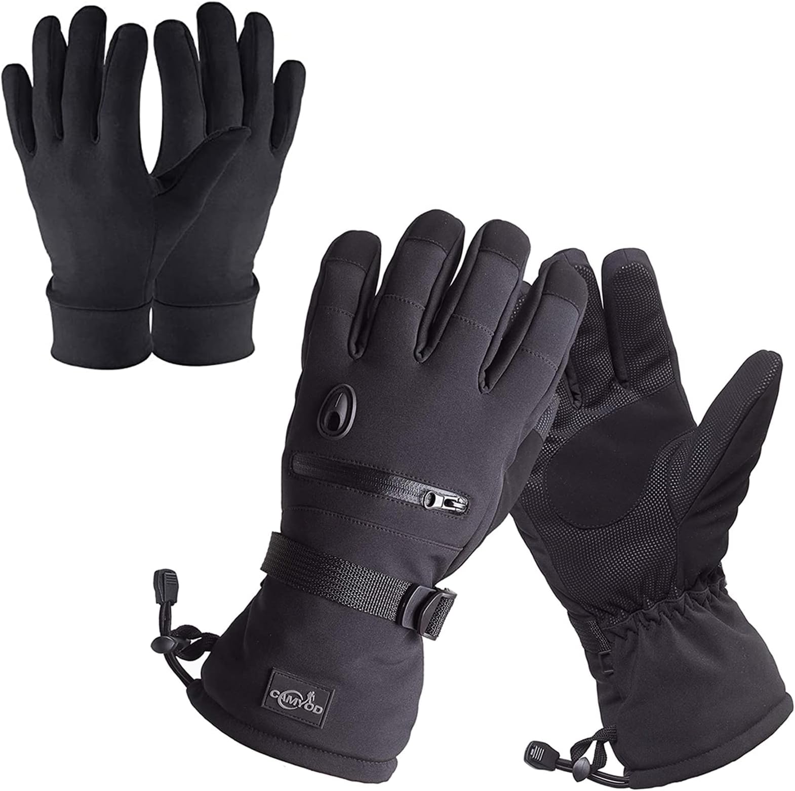 Waterproof Ski Snowboard Gloves with 3M Thinsulate,Zipper Pocket, Air Vent, Cold Weather Gloves for Men
