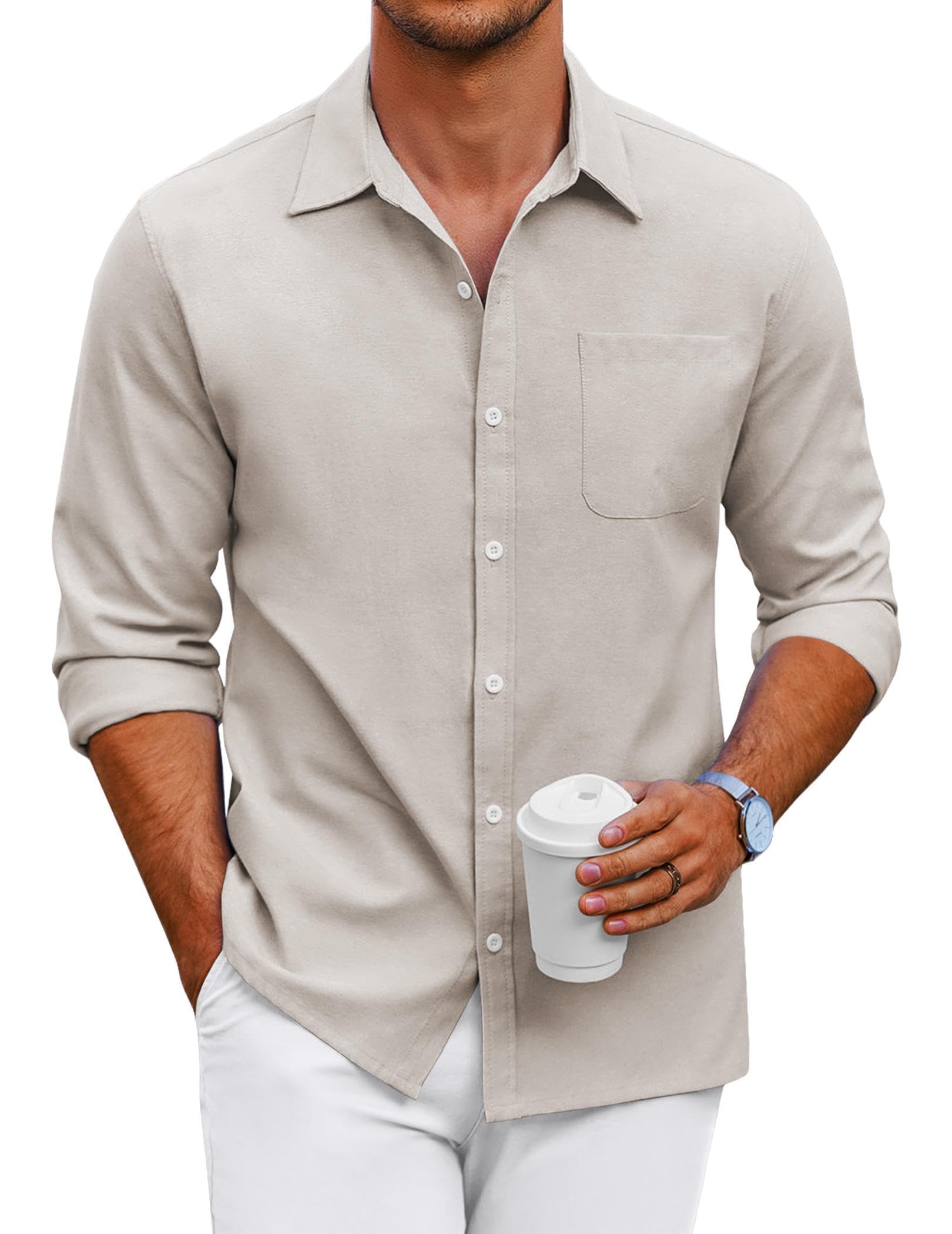 COOFANDY Hemd Herren Langarm Freizeithemd Oxford Hemd Männer Business Casual Button Down Langarmhemd Baumwolle Hemden Regular Fit