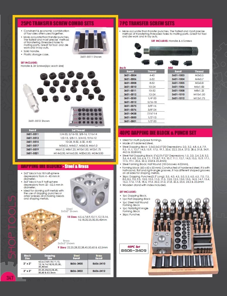 HHIP 3601-0517 - Set di 28 viti di trasferimento M3 x .5, M4 x .7, M5 x .8, M6 x 1
