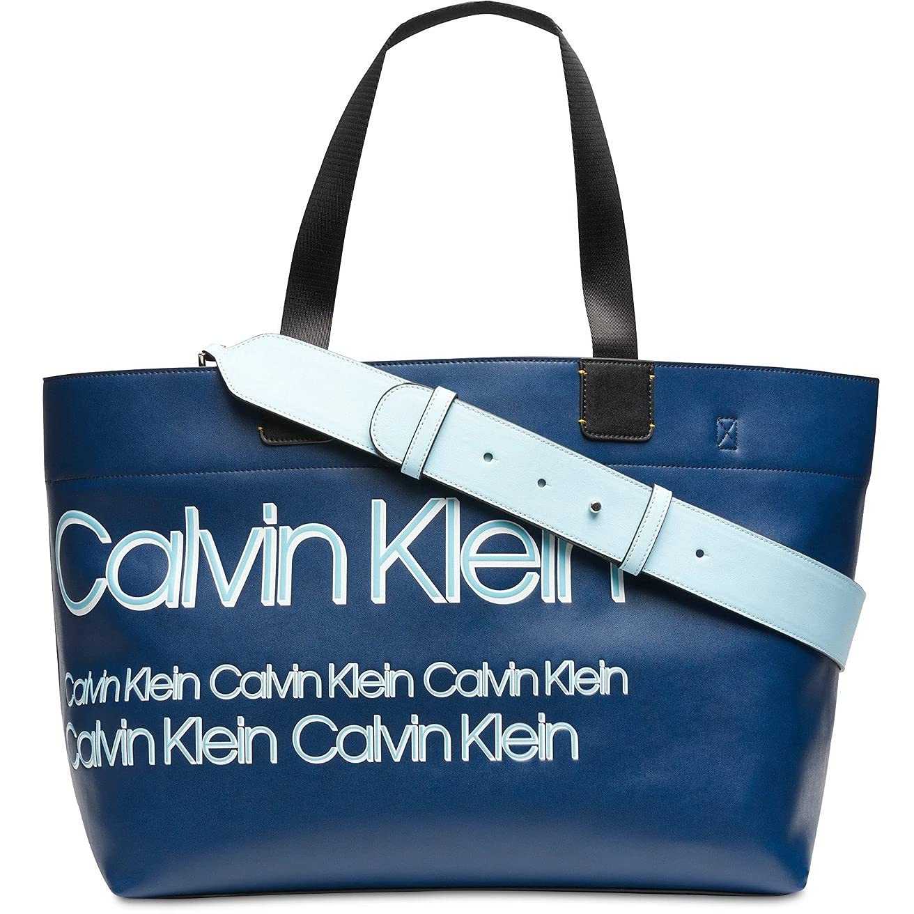 Calvin Klein Celia Vegan Leather Water Resistent Large Tote, Navy Combo
