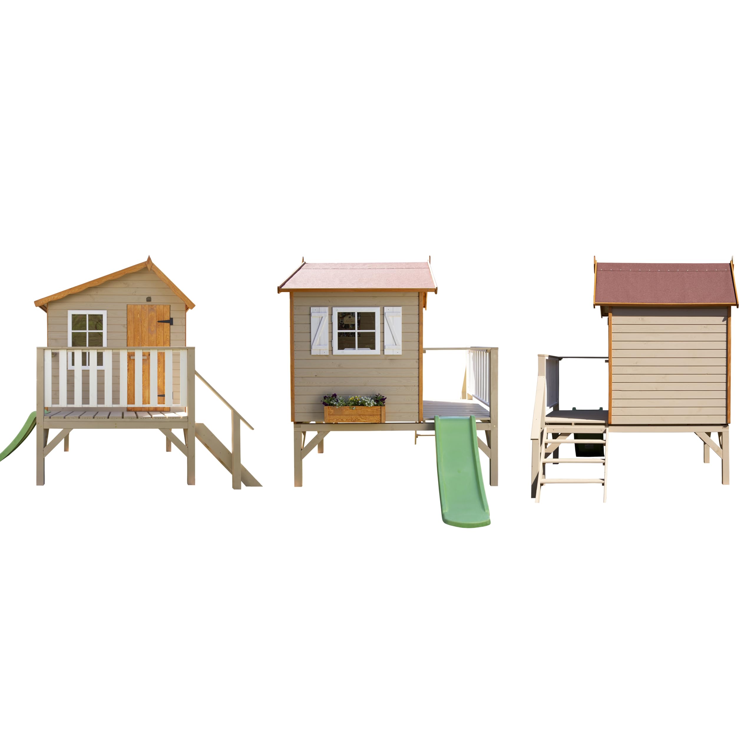 Casita Infantil de Madera Exterior con Tobogán Super OLI | Colores Personalizables | 150 x 192 x A230 cm | Casas Green House