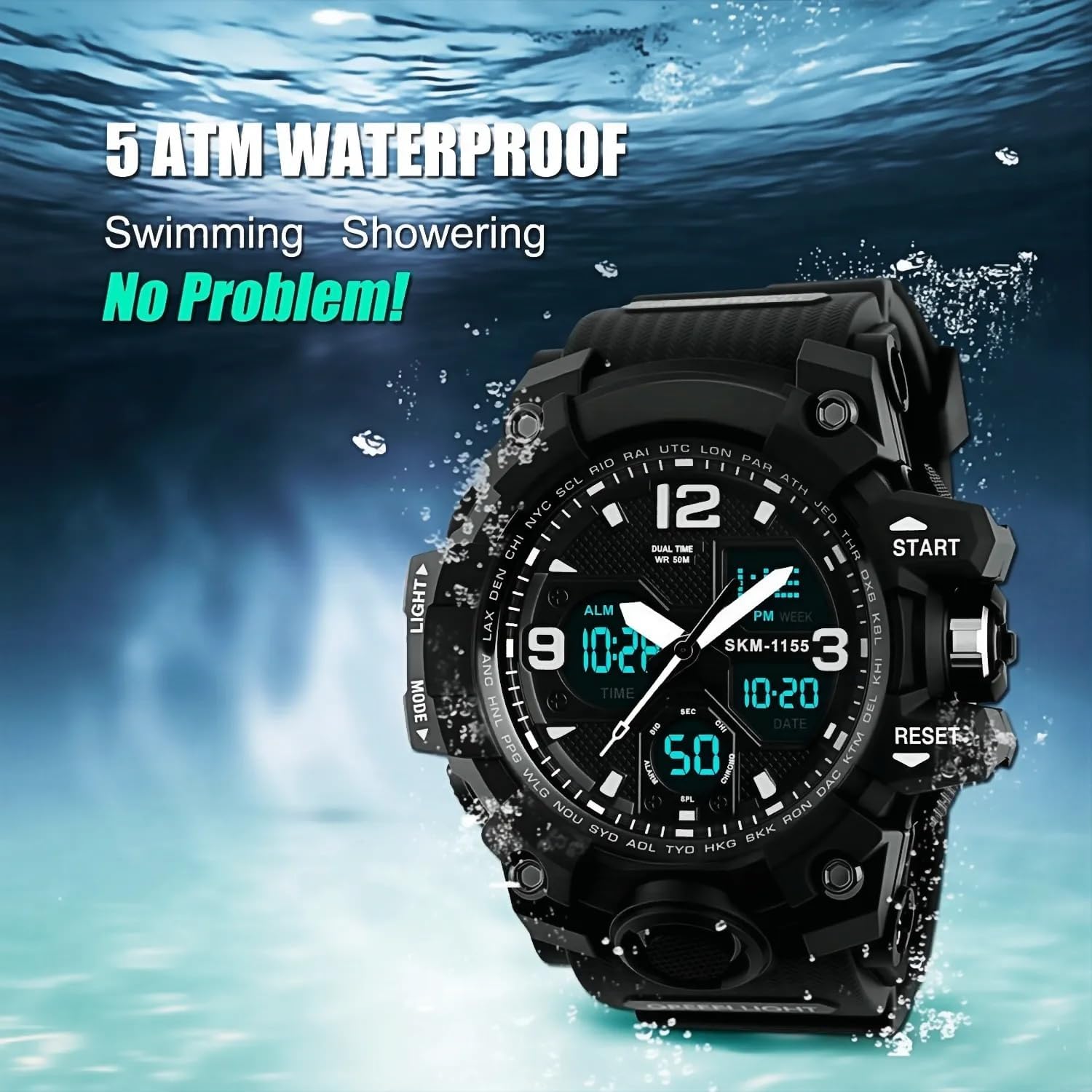 MJSCPHBJK Men's Watches Sports Outdoor Waterproof Military Tactical Watch Date Multi Function LED Alarm Stopwatch Watches for Men