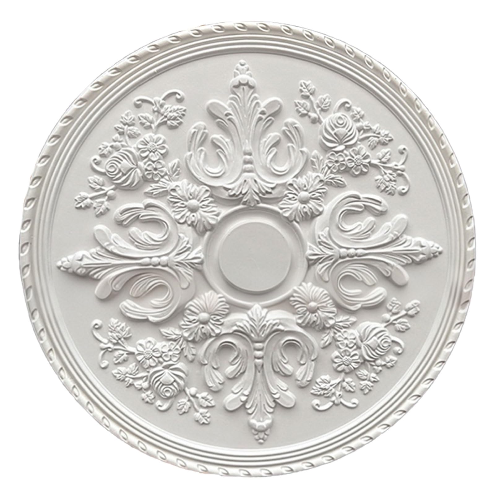 Ceiling Medallion White Lightweight PU No Drilling Multiple Sizes(White O,60cm)