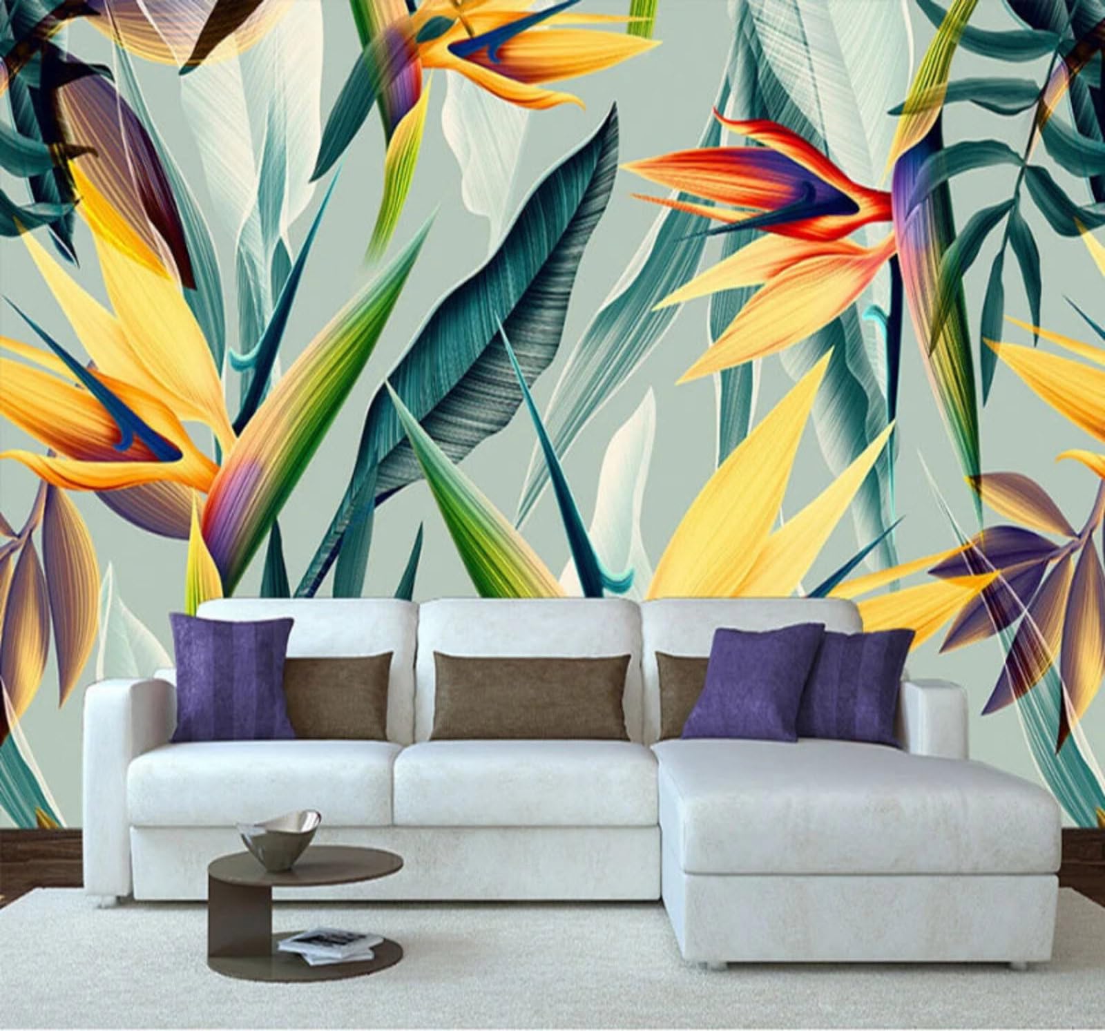 Fresh Three Dimensional Colourful Leaves Landscape 3D Wallpaper Easy Install Feature Office Living Room Sofa Bedroom TV Background Wall Decoration-250cm×170cm