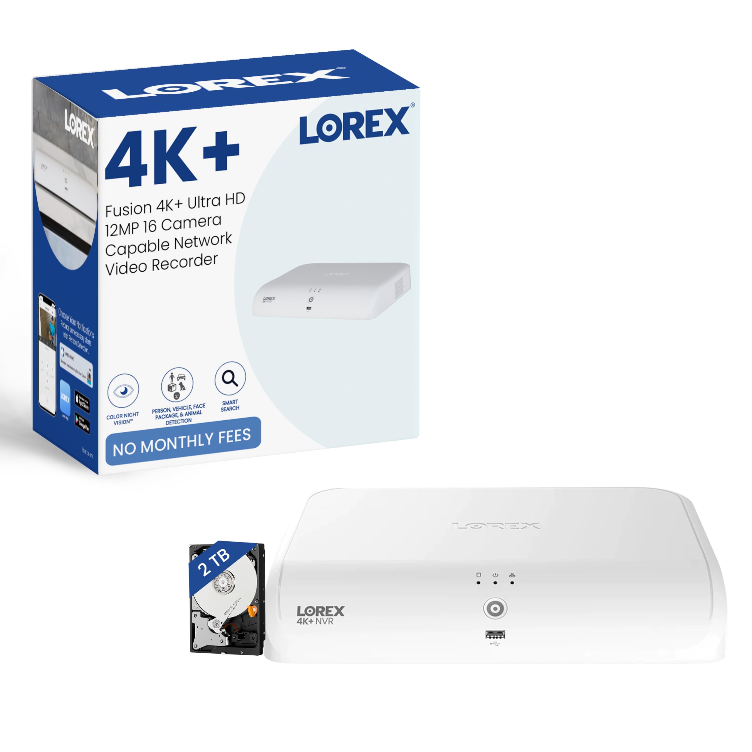 Lorex Classic App | 4K+ 12MP 16-Channel (8 Wired + 8 Fusion Wi-Fi) 2TB