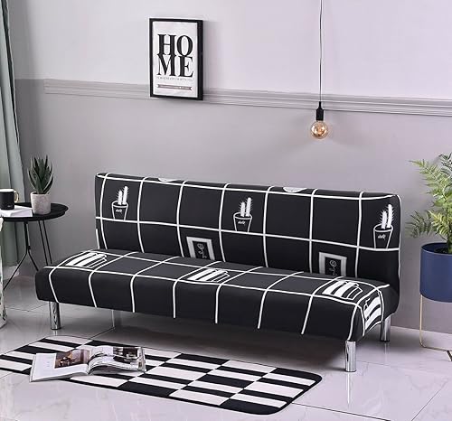 Miniatura 3 de ele ELEOPTION Funda de sofá cama sin brazos para futón, funda de sofá, funda de sofá, funda de sofá universal de tela elástica de tamaño matrimonial