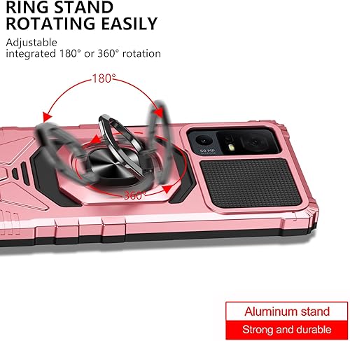 Miniatura 10 de Ailiber TCL 40 T Funda para teléfono TCL 40 T con protector de pantalla de vidrio templado, soporte de anillo para montaje magnético de automóvil,