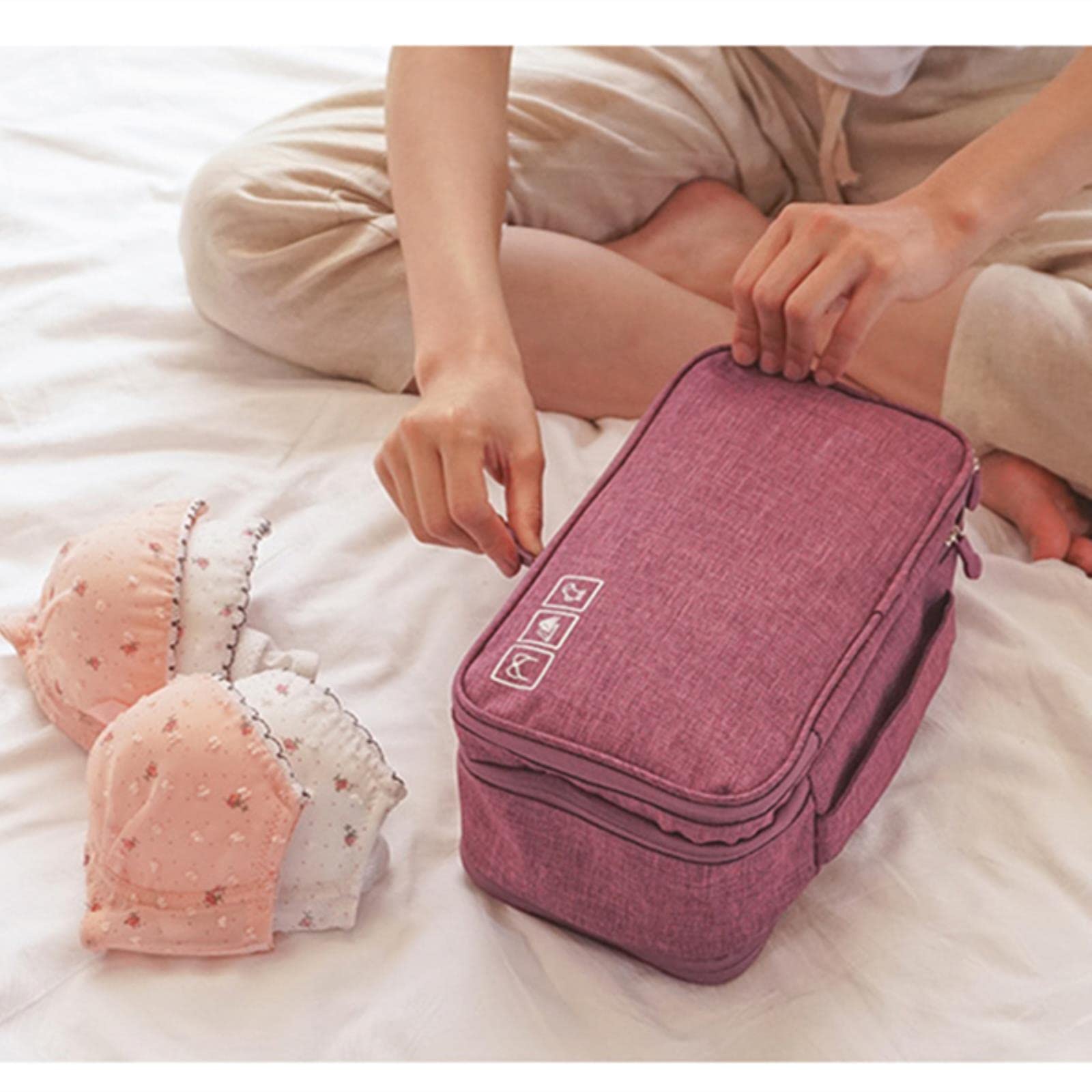 1 Pezzo Portatile Reggiseno Biancheria Intima Calzini Borsa custodie da Viaggio Impermeabili Grande capacità Trucco organizzatore Vestiti Borse di Finitura-Grigio