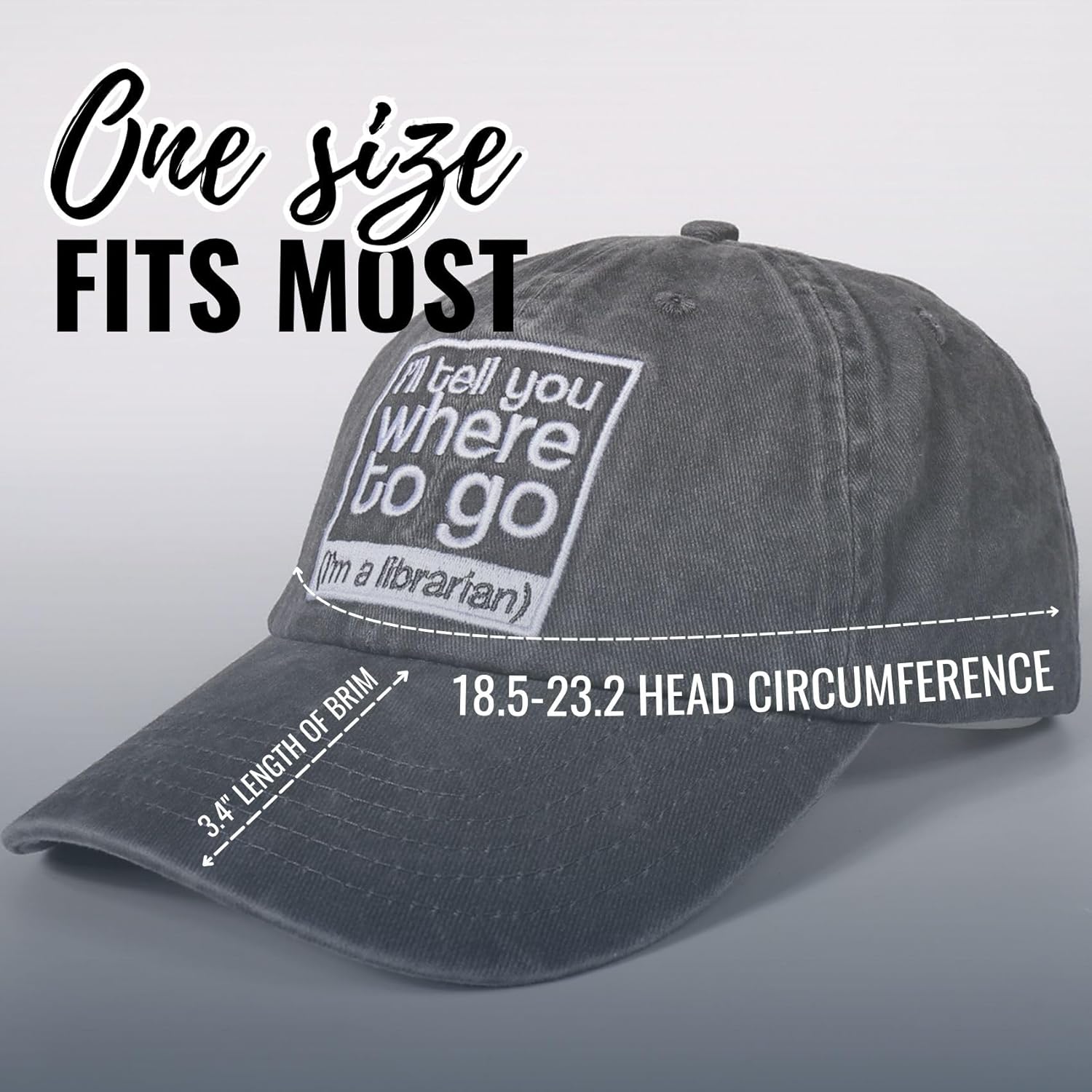 InnoBeta Librarian Gifts Cap, Funny Adjustable Embroidered Hat Gifts on Birthday, Christmas Grey - Image 6