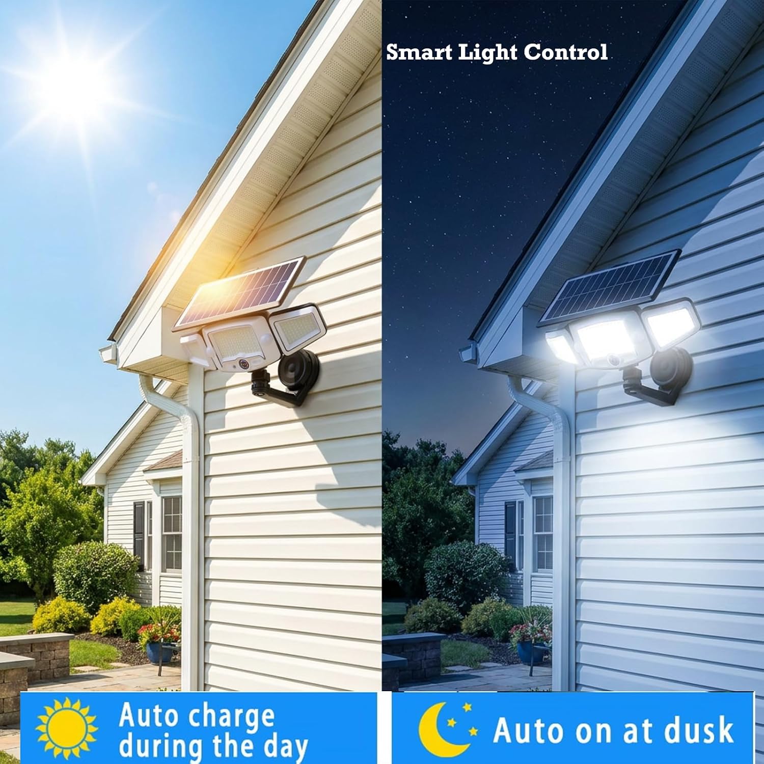 ASLIDECOR Solar Security Light Outdoor, 3 Head Motion Sensor Light with Remote - Easy DIY Install, Zero Electric Bills, Waterproof IP65 for Garage Driveway Yard Patio, Magnetic Mount Tool-Free (2, L) image 3