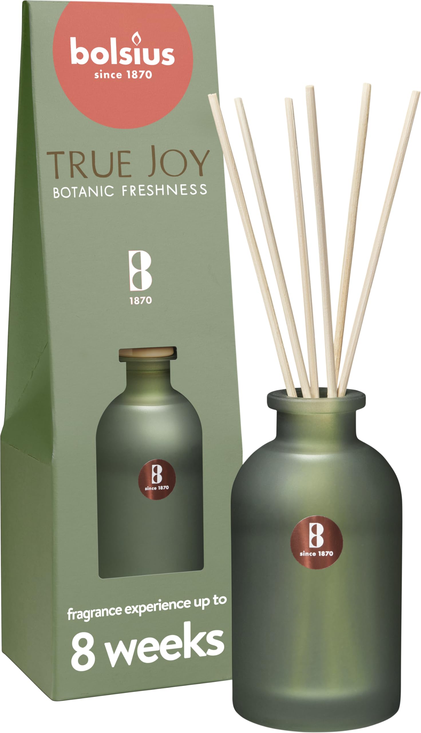 Bolsius True Joy Botanic Freshness Scented Bouquet - Green - 80ml - Lasts Up to 8 Weeks - Natural Extracts - Herbal Formula