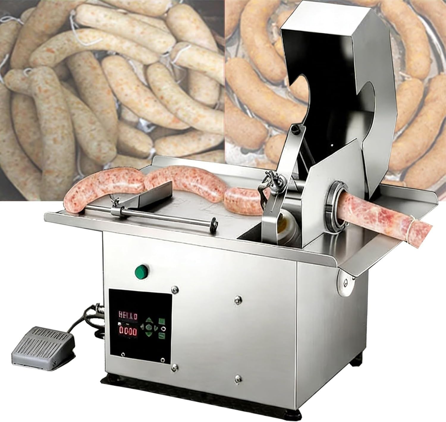 Dual Mode Electric Sausage Tying Machine Foot Pedal & Hand Press Operation No Manual Twine Winding Commercial Making Binding