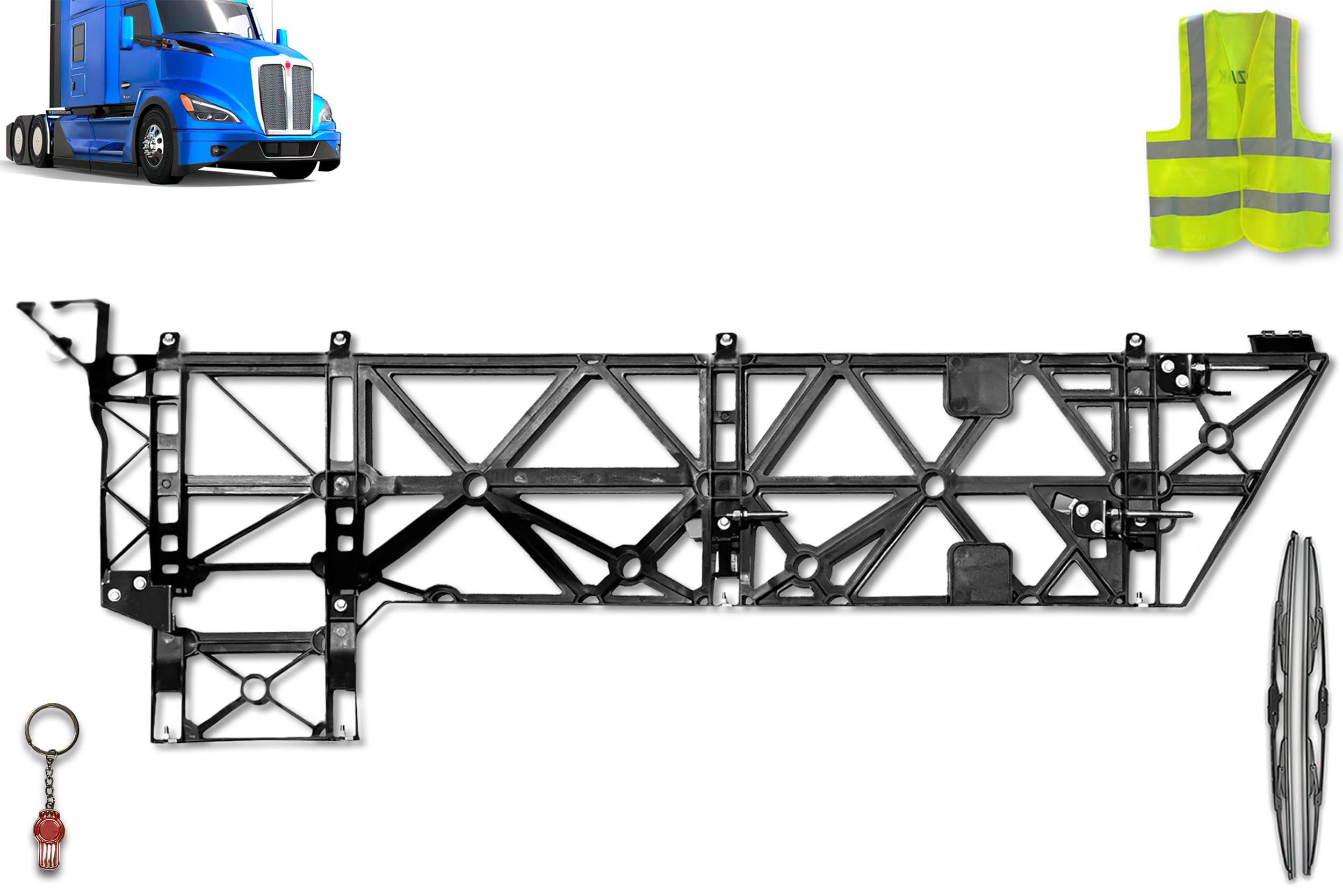 KOZAK Bracket for Front Step Fairing Panel (Right Passenger Side) Compatible with Kenworth T680 Next Gen 2022+ Includes Logo, 2x 22" Windshield Wipers