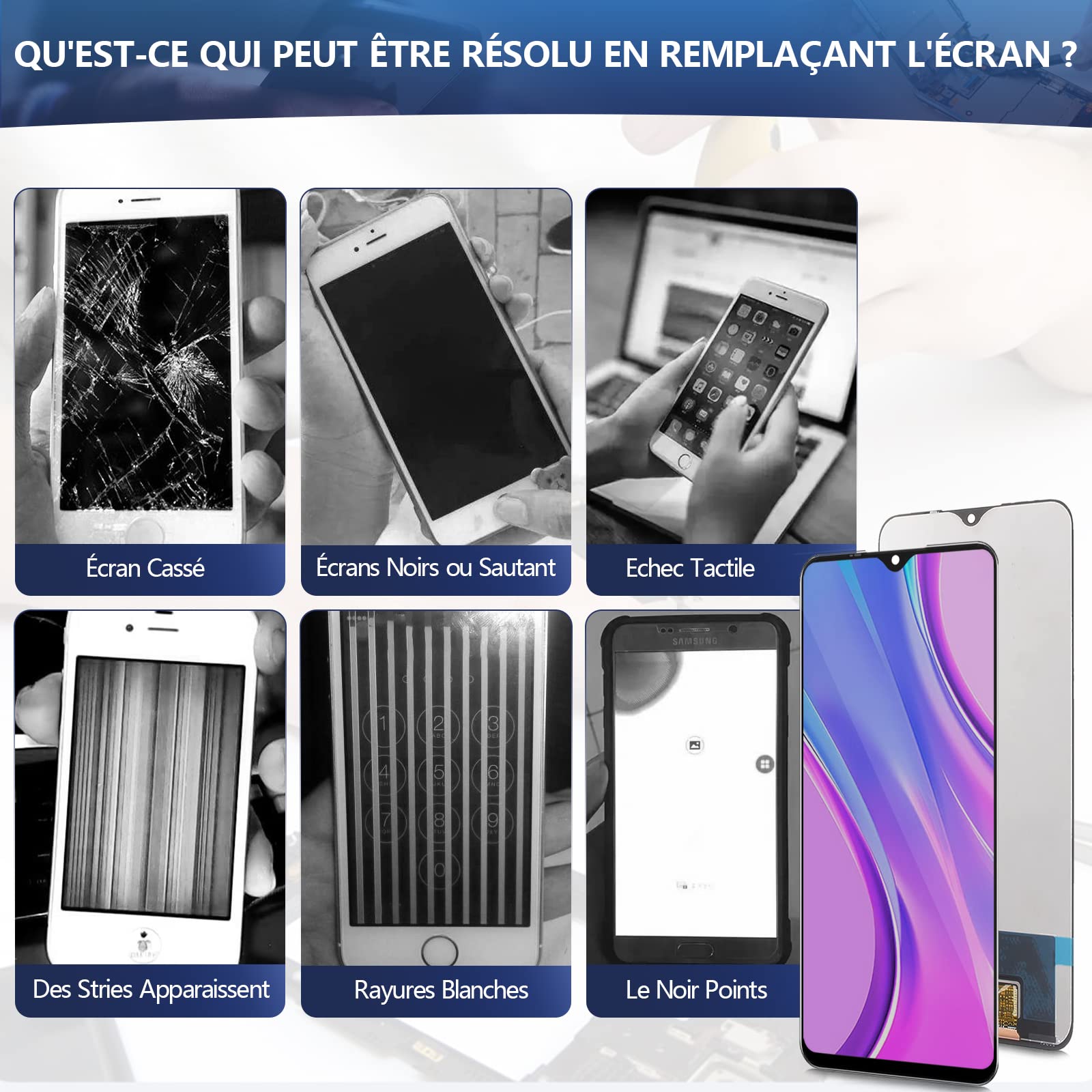 Écran Complet (LCD + Vitre Tactile) Pour Xiaomi Redmi 9 - Modèles M2004J19G/C - Neuf 1 An Garantie