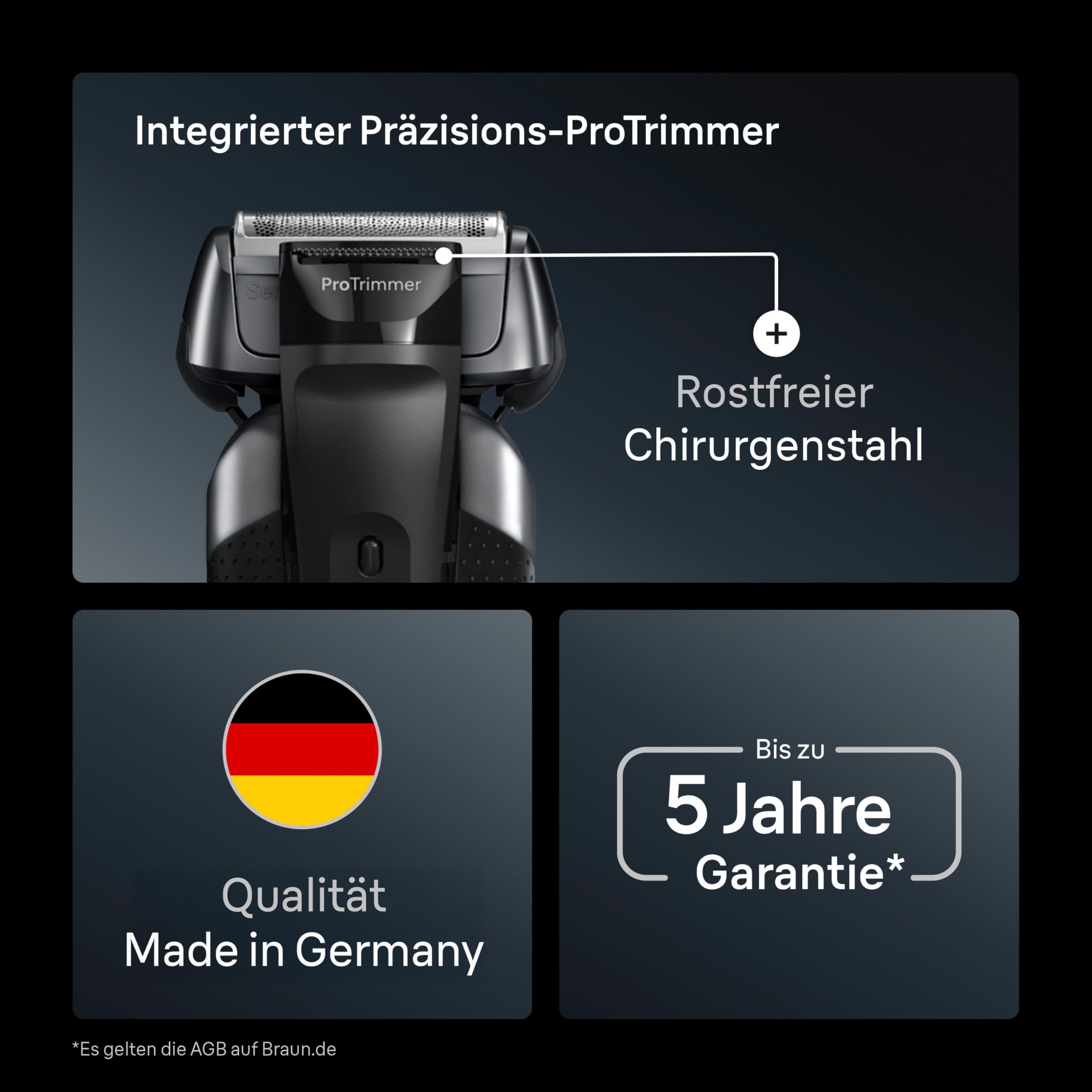 Braun Rasierer Herren Elektrisch Series 8, 8617s, Silber | Elektrorasierer, 4+1 Scherkopfelemente, Barttrimmer, 60 Min. Akku, Wasserdicht, Made in Germany, Inkl. Reiseetui, Ladestation