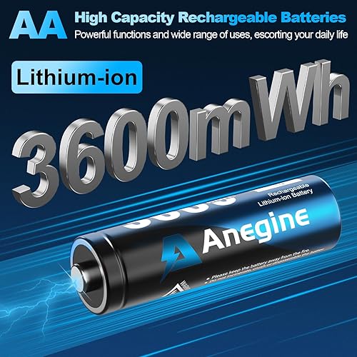 Miniatura 2 de Paquete de 8 baterías recargables AA de litio con cargador rápido, baterías de litio AA de 3600 mWh para cámara Blink al aire libre