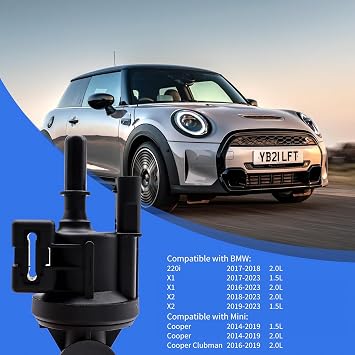 HiSport Vapor Canister Purge Valve Assembly 13907621174 Compatible with BMW 220i X1 X2 Mini Cooper Clubman 2014-2023 1.5L 2.0L