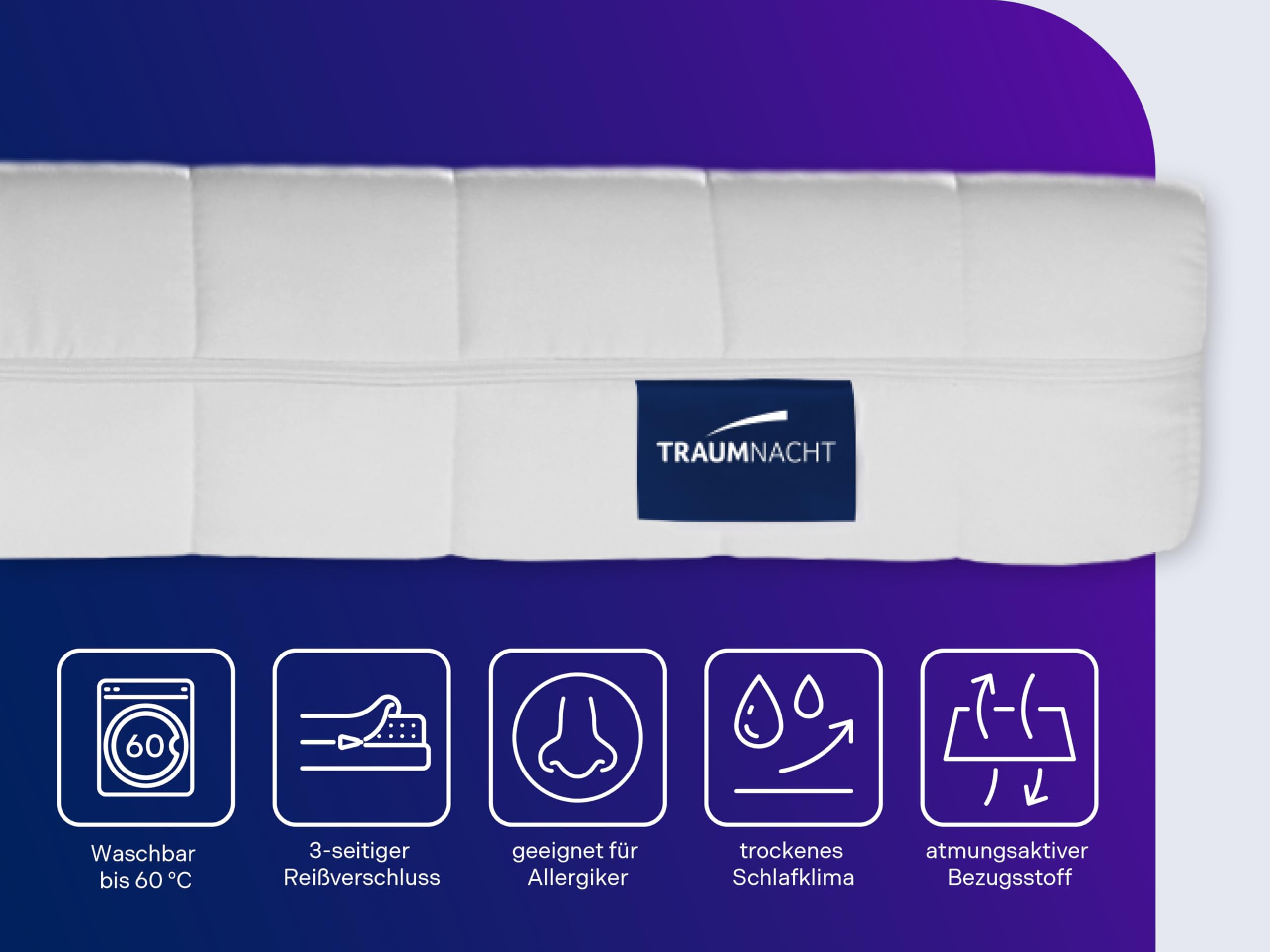 Traumnacht Premium 7-zone 500 pocketveringmatras, hardheid 2 (H2), 80 x 200 cm, Öko-Tex gecertificeerd, geproduceerd volgens Duitse kwaliteitsstandaard
