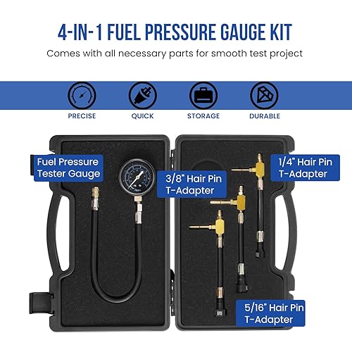 Miniatura 6 de Lichamp Medidor de presión de combustible, kit de prueba de presión de bomba de combustible con adaptador de manguera, compatible con Honda, Ford