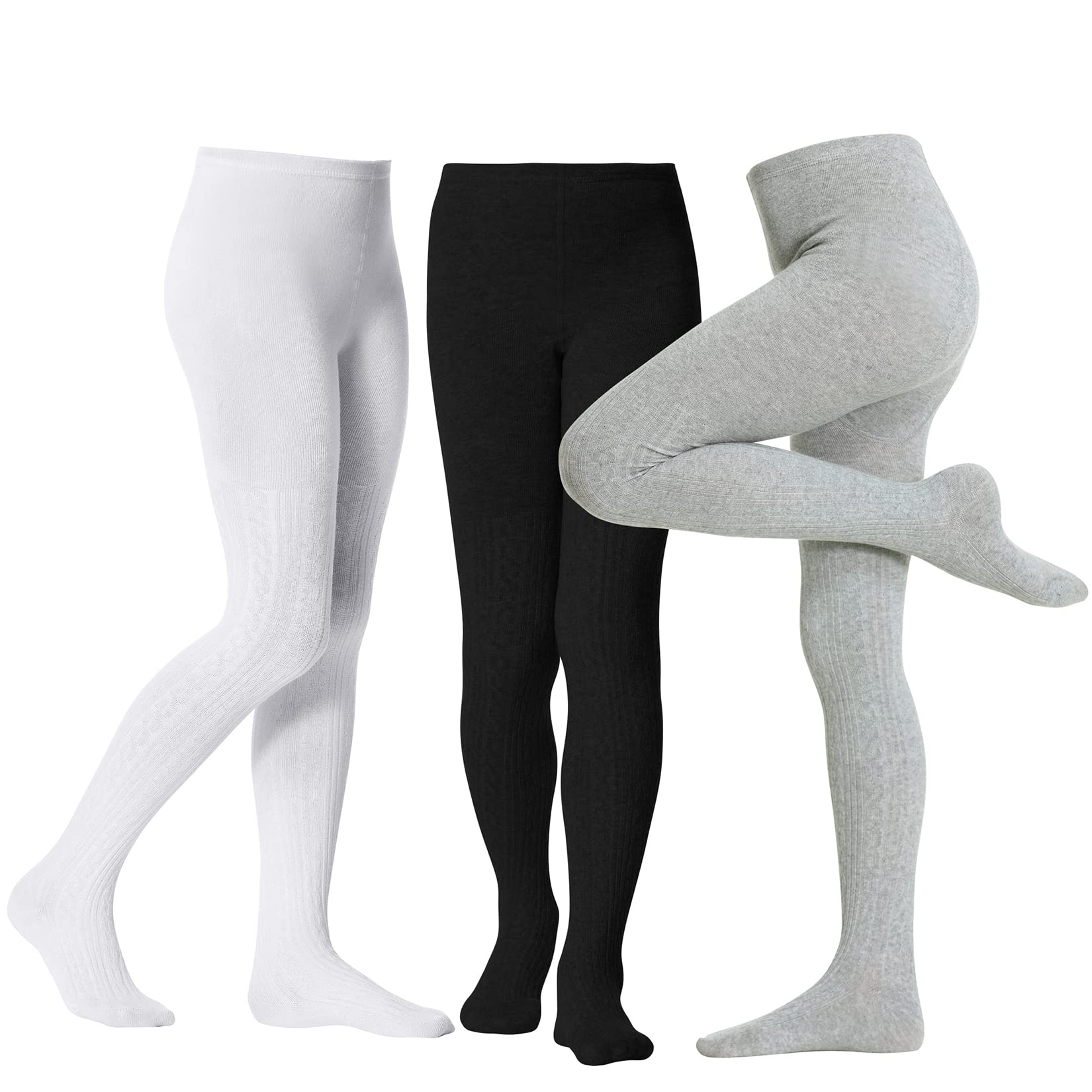 Century Star Girls Cotton Cable Knit Tights for Kids School Wear 4-12 Years