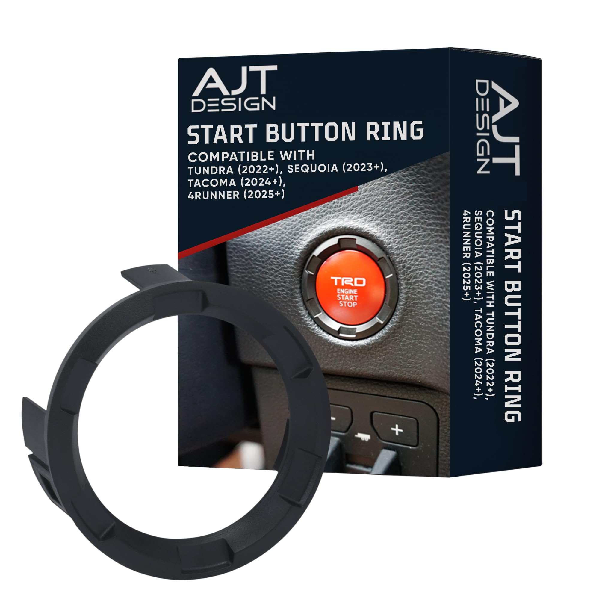 AJT DESIGN Start Button Ring Compatible with Toyota Tundra 2022+,Tacoma 2024+,4Runner 2025+, Sequoia 2023+ | Chrome Delete Finish | Impact Resistant
