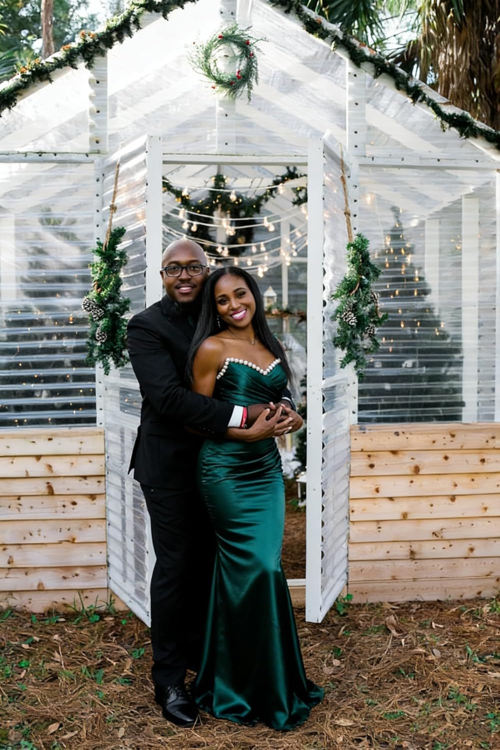 Pearl Satin Prom Dresses 2026 for Women Long Pleated Mermaid Strapless Formal Evening Gown with Train L05004 - Image 4