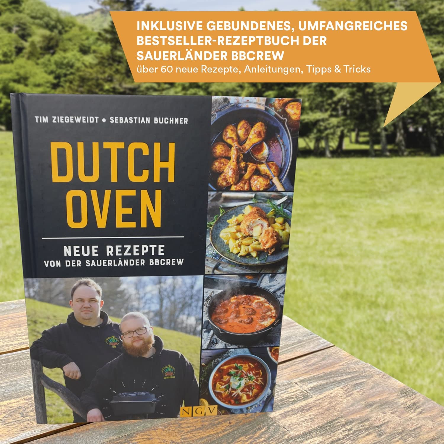 Skandika Dutch Oven Flame Master 5,1-13,8 L | Faitout Marmite en fonte avec couvercle, avec/sans pieds, lève-couvercle et sac | Four hollandais, barbecue, camping (13,8 litres, Sans pieds)